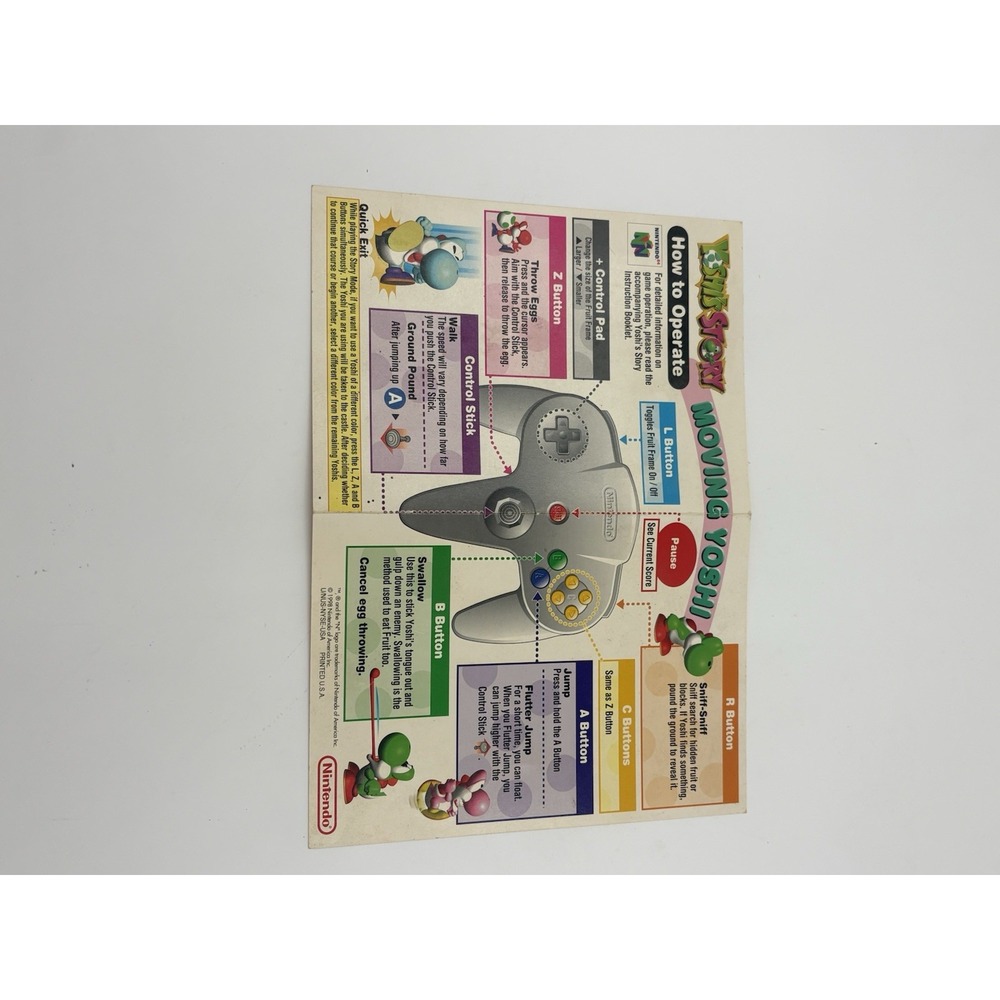 Nintendo 64 N64 Yoshi's Story Insert Manual